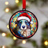 Border Collie in Santa Hat Suncatcher Decoration